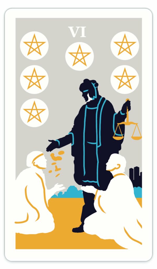 modern way tarot six of pentacles