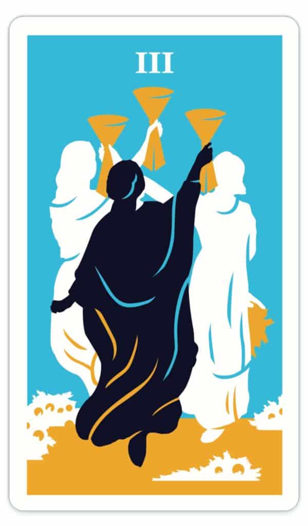 modern way tarot three of cups card